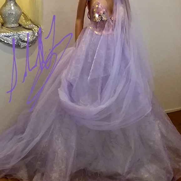 Sample Gown - RITIKA Lavender Lehenga Saree Wedding Ballgown Set - Picture 2 of 16